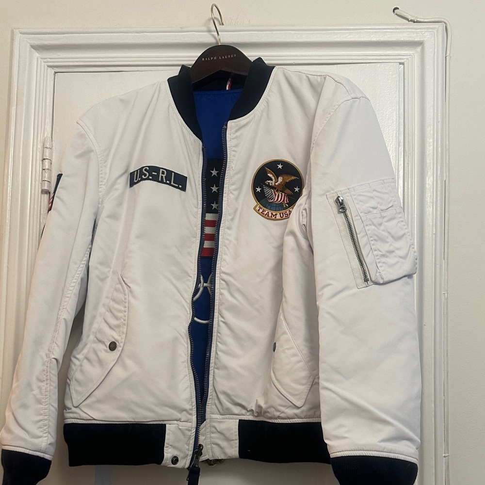 Polo Ralph Lauren Olympics team USA White and blue reversible Bomber Jacket